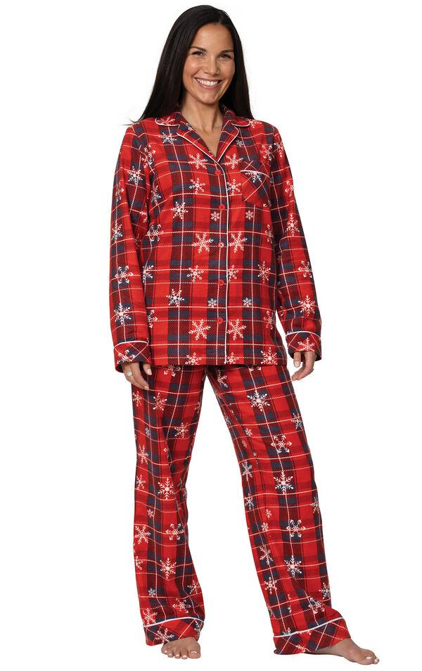 Americana Plaid Snowflake Women's Pajamas image number 0