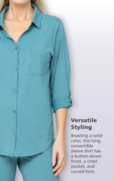 Breezy Jade Convertible Sleeve Button-Front Shirt Powered By brrrº image number 4