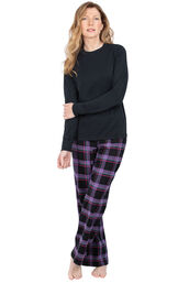 Model wearing Black and Purple Plaid PJ for Women image number 0