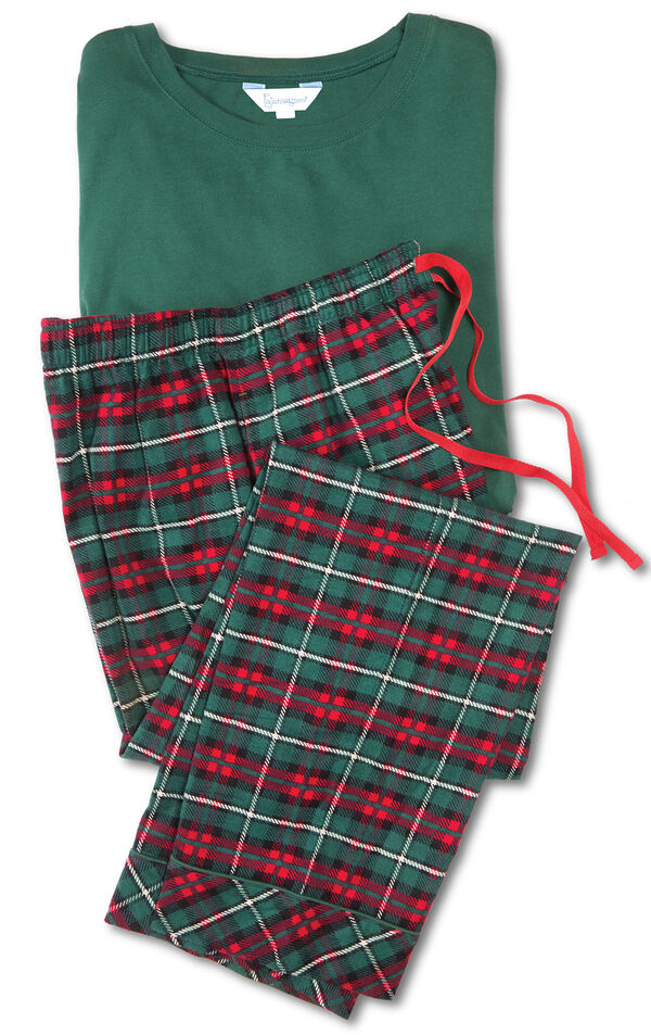 Red & Green Plaid Cotton Flannel Christmas Womens Pajamas 1X image number 3