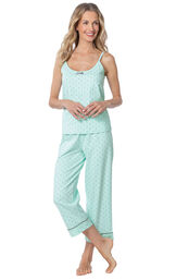 Model wearing Mint and Gray Polka Dot Cami PJ for Women image number 0
