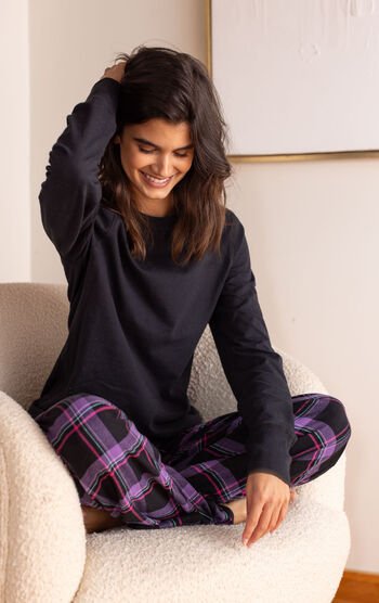 Women's Plaid Jersey-Top Flannel Pajamas