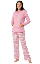 Glitzy Pink Plaid Hooded Pajamas image number 0