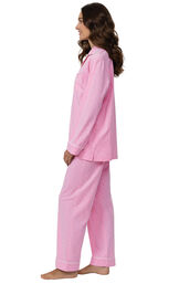 Model wearing Pink Pin Dot Button-Front PJ for Women facing to the side image number 2