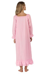Model wearing Martha Nightgown in Pink for Women, facing away from the camera image number 1