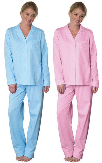 Blue & Pink Classic Polka-Dot Boyfriend Pajamas Gift Set
