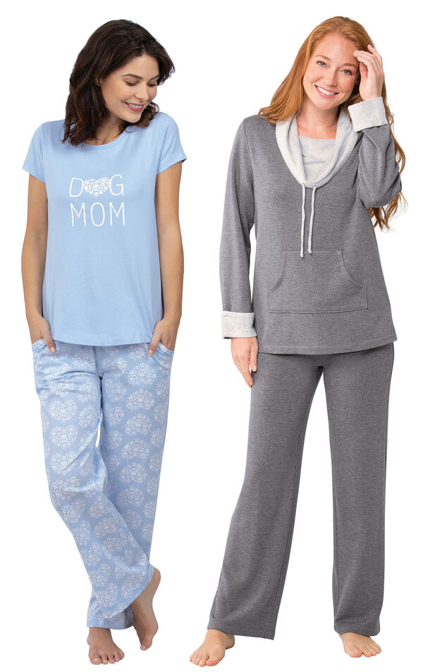 Models wearing Dog Mom Pajamas and World's Softest Pajamas - Charcoal. image number 0