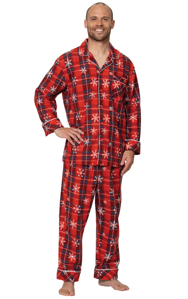 Americana Plaid Snowflake Men's Pajamas image number 0