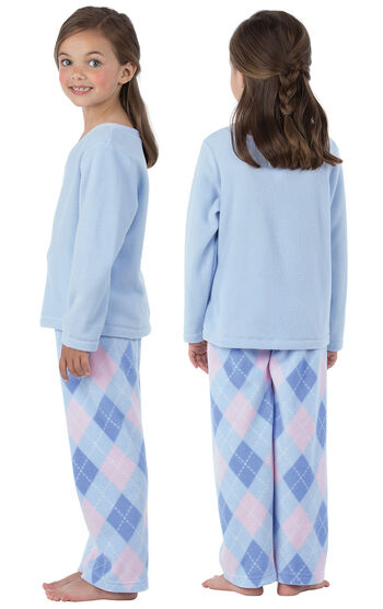 Snuggle Fleece Kids Pajamas - Blue & Pink Argyle