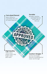 Wintergreen fabric with the following copy: warm flannel is supremely soft. Machine washable flannel won't thin out. 100% cotton means colors stay bright. Comfy mid-weight flannel is breathable. image number 4