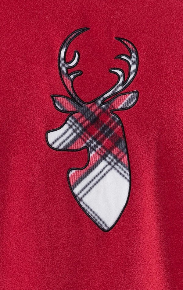 Close-up of Deer Applique on Red Fleece Top image number 5