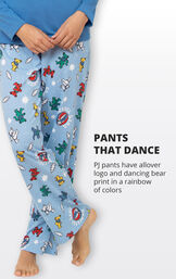 PJ pants have allover logo and dancing bear print in a rainbow of colors image number 4