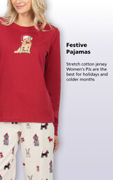 Stretch cotton jersey Women's Christmas Dog PJs are the best for holidays and colder months image number 3