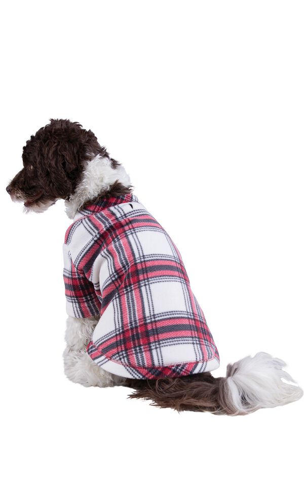 Model wearing Red and White Plaid Fleece PJ - Pet image number 0