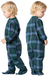 Infant wearing Heritage Plaid Infant Onesie Pajamas, facing away from the camera and facing to the side image number 1