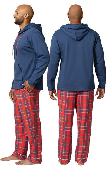 Americana Plaid Mens Hoodie Pajamas