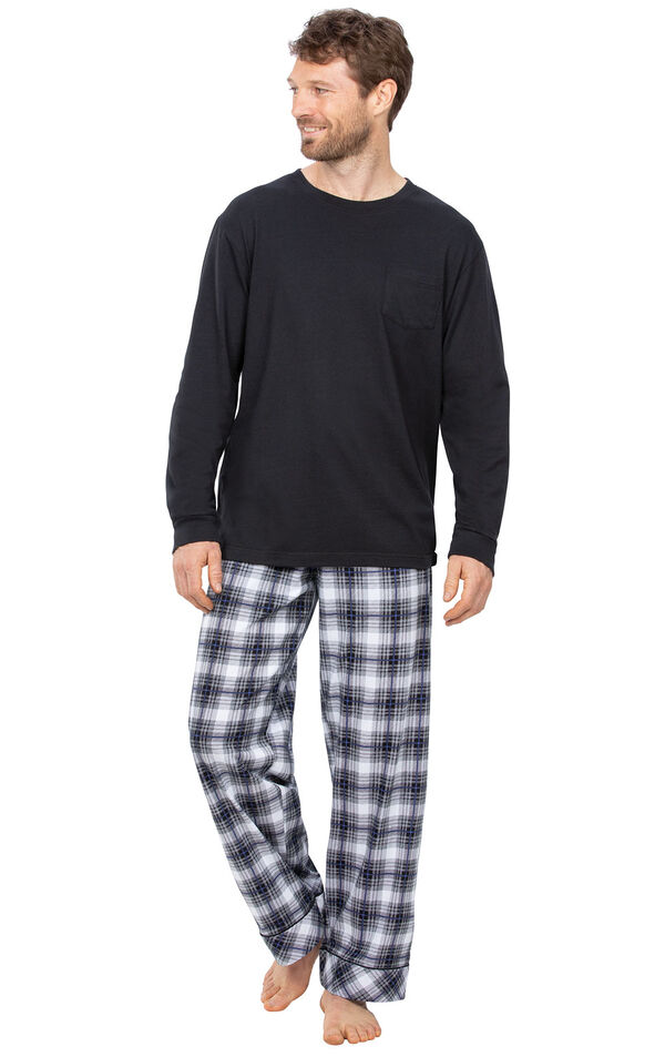 Plaid Pullover Men's Pajama - Black & White image number 0