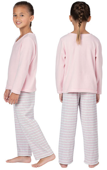 Snuggle Fleece Kids Pajamas - Light Pink Stripes