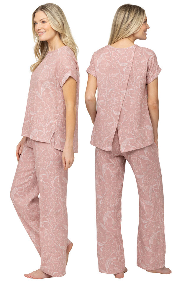 Sunday Morning Cotton Gauze Pajamas - Pink Floral image number 1