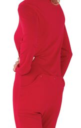 Close up Red Dropseat Women's Pajamas red snap dropseat image number 4