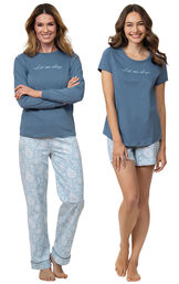 Models wearing "Let Me Sleep" Pajamas and "Let Me Sleep" Short Set image number 0