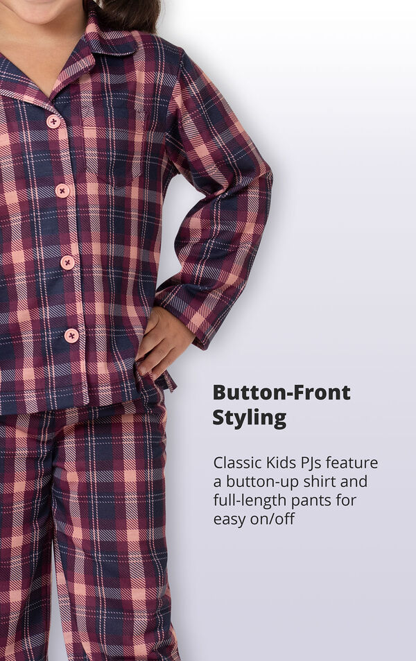 Plum Plaid Button-Front PJ for Youth image number 2