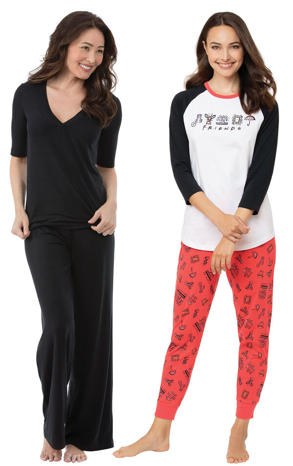 Red Naturally Nude Cami PJs & Black Naturally Nude PJs in 