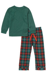 Red & Green Plaid Cotton Flannel Christmas Toddler Pajamas image number 2