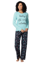 Model wearing Bright Trees Flannel Pajamas by our friends at Addison Meadow image number 0