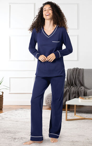 Solid Jersey Pullover Pajamas - Navy
