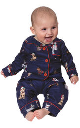 Christmas Dogs Infant Pajamas - Navy Blue image number 0