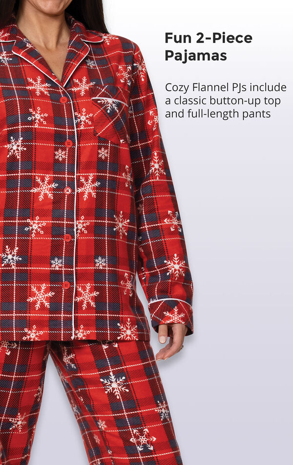 Americana Plaid Snowflake His & Hers Matching Pajamas image number 2