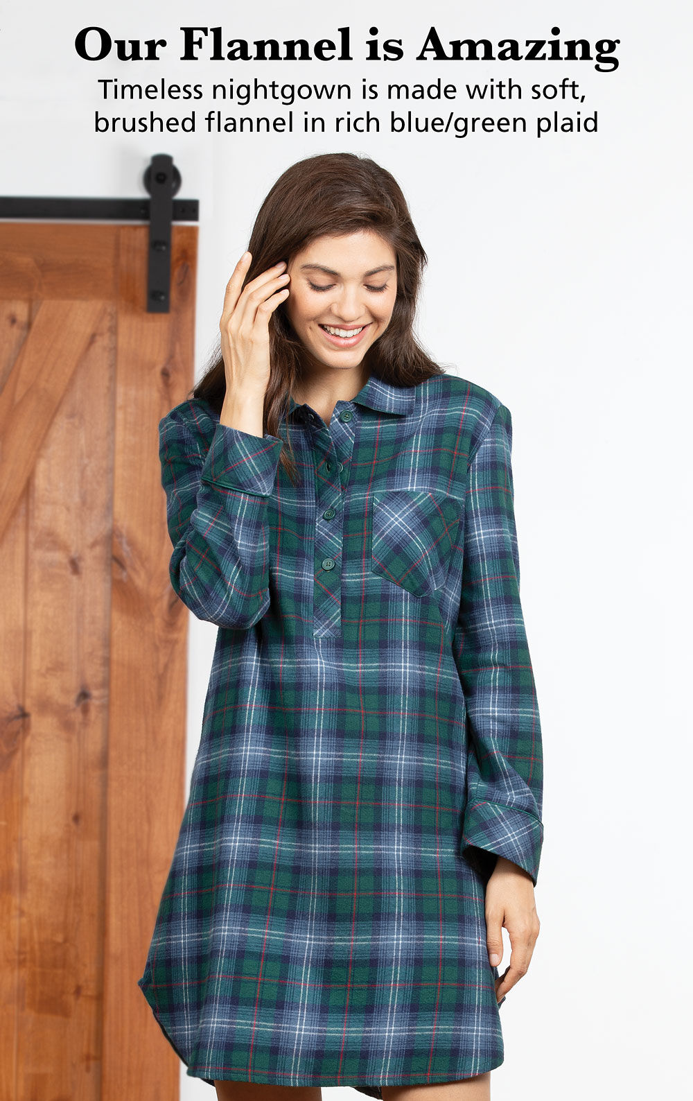 Soft Warm Nightie Nightwear Ladies Check Flannel Night Shirt B74 Size 8-22 
