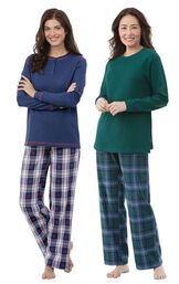 Snowfall Plaid and Heritage Plaid Thermal-Top PJs Gift Set - Tall image number 0
