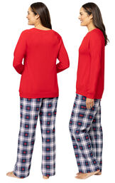 Snowfall Plaid Soft French Terry & Flannel PJs - Women's image number 2