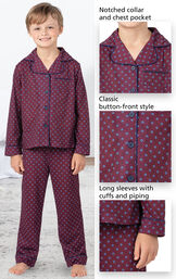 Model wearing Deep Red Print Button-Front PJ for Kids image number 3