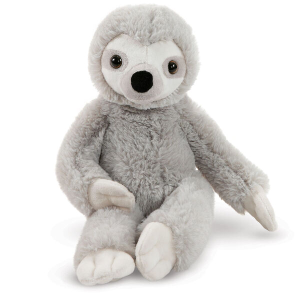 15" Buddy Sloth - Front view of seated slim gray and white Sloth