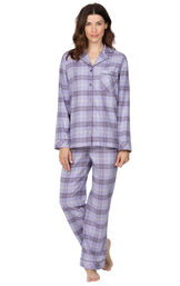 Addison Meadow|PajamaGram Frosted Flannel Pajamas in Lavender Plaid image number 0