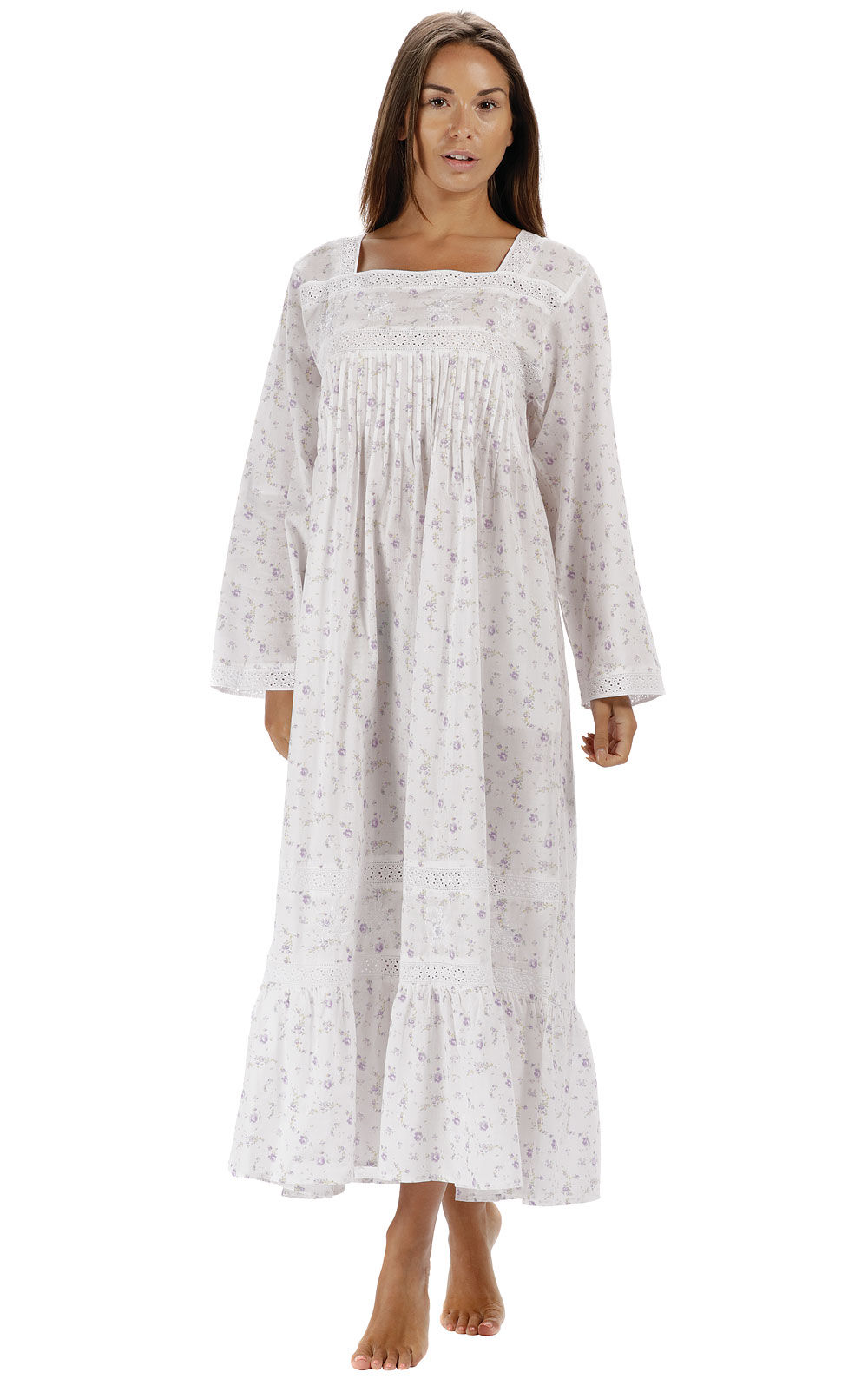 100%  Cotton Nightdress Womens Small Plus Size Nightie Nightgown  Nancy Lilac 