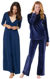 Navy Pajama Jumpsuit and Blue Tempting Touch PJs image number 0