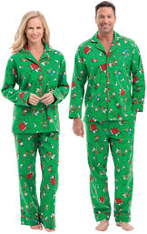 Models wearing Green Charlie Brown Christmas PJ for Him and Her image number 0