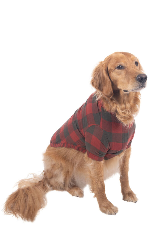 Buffalo Plaid Shirt Dog - Warm Gray & Red image number 0