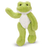 15" Buddy Frog - Front view of standing waving plush green slim frog with white belly image number 9