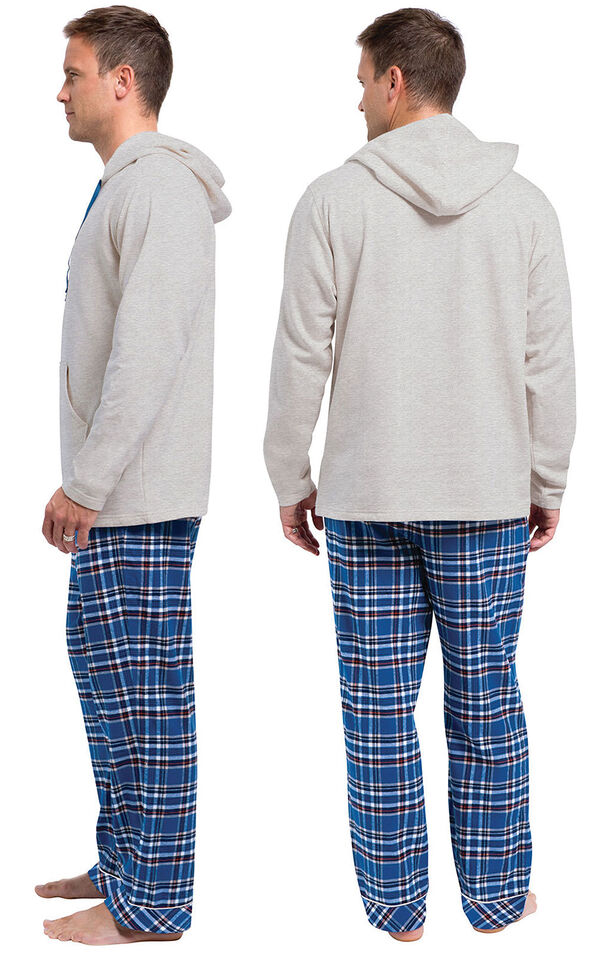 Blue Plaid Hooded Men's Pajamas image number 1