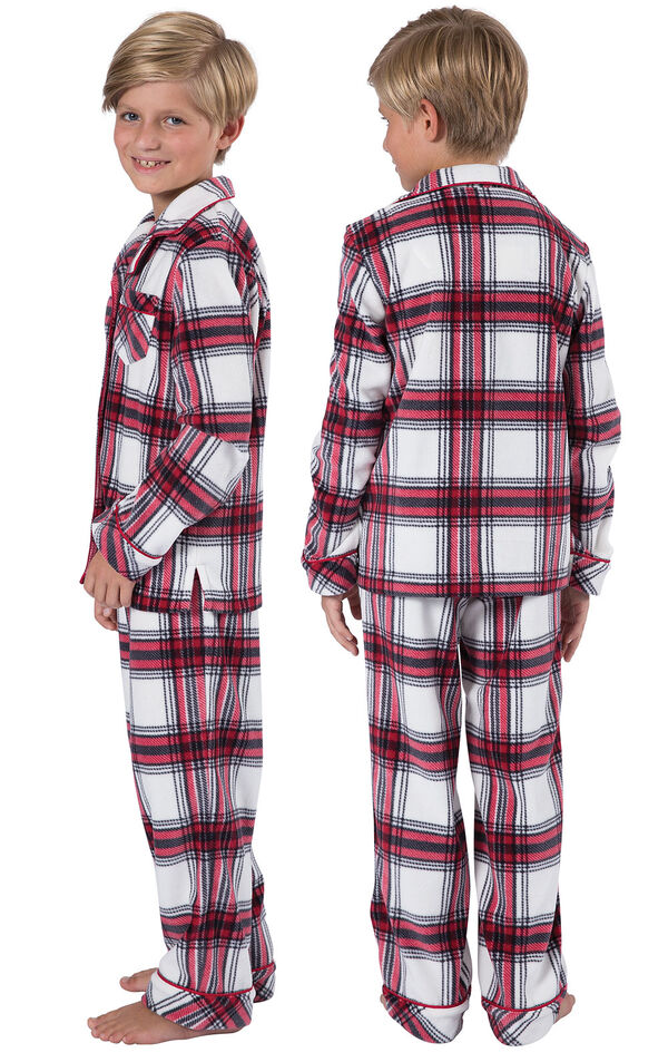 Fireside Plaid Fleece Button-Front Boys Pajamas image number 1