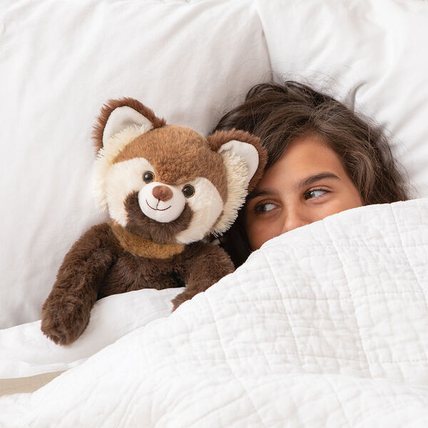 15" Buddy Red Panda - Seated front view of red and brown panda with child model in bedroom scene image number 1
