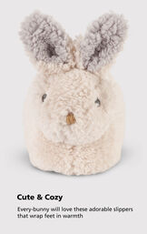 Cream and gray colored Sherpa Fleece Bunny Slippers with the following copy: Cute and Cozy - every-bunny will love these adorable slippers that wrap feet in warmth image number 3