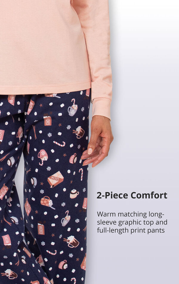 2-Piece comfort warm matching long-sleeve graphic top and full-length print pants image number 4