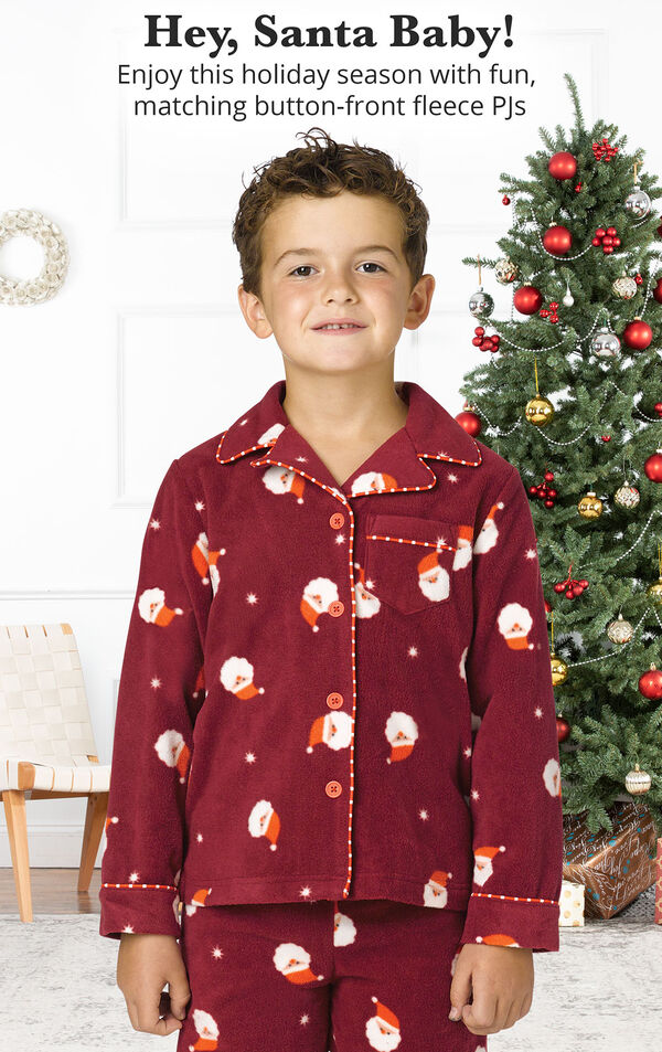 Santa Fleece Boys Pajamas image number 1
