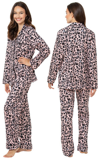 Leopard Boyfriend Pajamas - Pink & Black